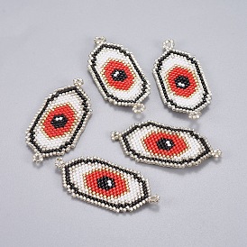 Handmade Japanese Seed Beads Links, with Japan Import Thread, Loom Pattern, Eye