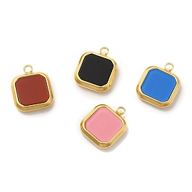 Vacuum Plating 304 Stainless Steel Pendants, with Acrylic, Square