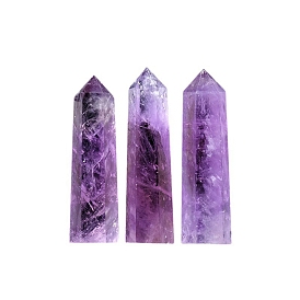 Natural Amethyst Hexagonal Prism Display Decorations, Figurine Home Decoration, Reiki Energy Stone for Healing