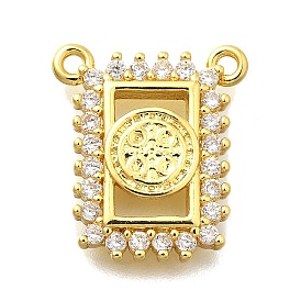 Латунный микропаве прозрачный кубический цирконий прямоугольник с круглыми подвесками, без свинца и без кадмия, стойки покрытие