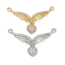 Liens de composant de lustre en laiton zircon cubique micro micro pavé, aile avec le coeur