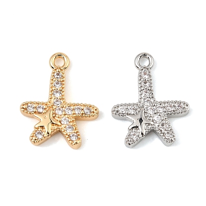 Латунные микропаве прозрачные кубические циркониевые подвески, очарование морской звезды