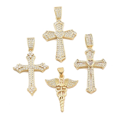 Подвески из латуни с прозрачным фианитом, без кадмия и без свинца, золотые