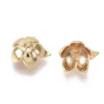 Латунные подвески под залог, за половину пробурено бисера, без никеля , цветок, реальный 18 k позолоченный