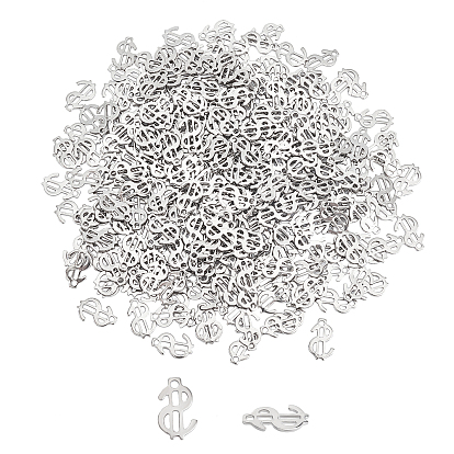 300 pcs 304 pendentifs en acier inoxydable, Coupe au laser, signe du dollar
