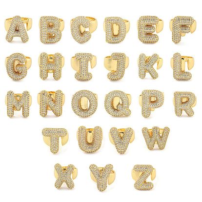 Латунное микро-паве прозрачное кольцо-манжета с буквами кубического циркония для женщин, реальный 18 k позолоченный