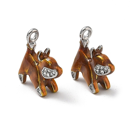 304 colgantes de esmalte de acero inoxidable, encantos de perros, con diamante de imitación