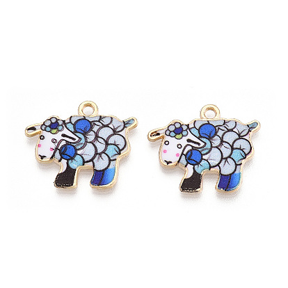 Pendentifs en émail , or et de lumière, moutons