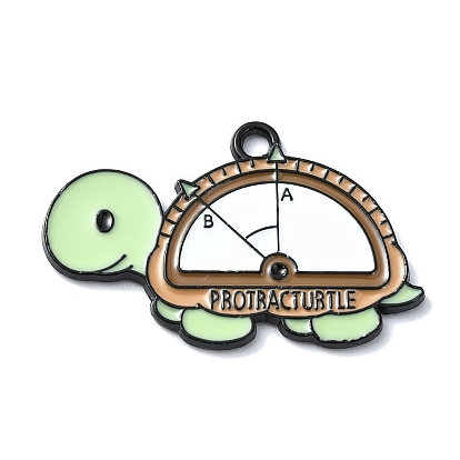 Emaille Anhänger Legierung, Schildkröte mit Wort Protracturtle Charm, Schwarz