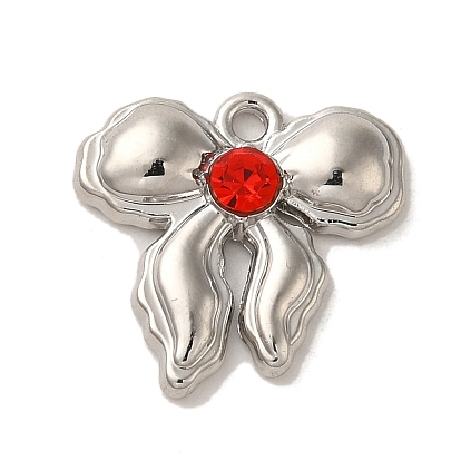 Alloy Rhinestone Pendants, Bowknot Charms