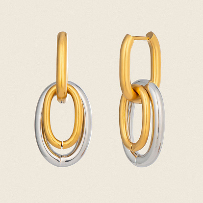 304 Ohrstecker aus Edelstahl für Damen, Doppel oval