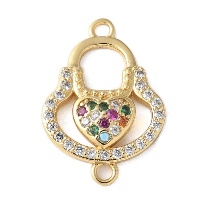 Подвески-шармы для сумочки в форме сердца с микропаве из латуни и разноцветными кубическими цирконами, долговечный, без кадмия и без свинца, стойки покрытие
