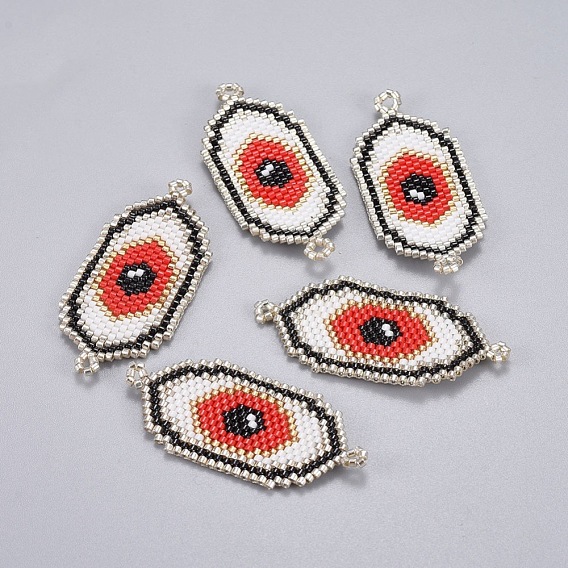 Handmade Japanese Seed Beads Links, with Japan Import Thread, Loom Pattern, Eye