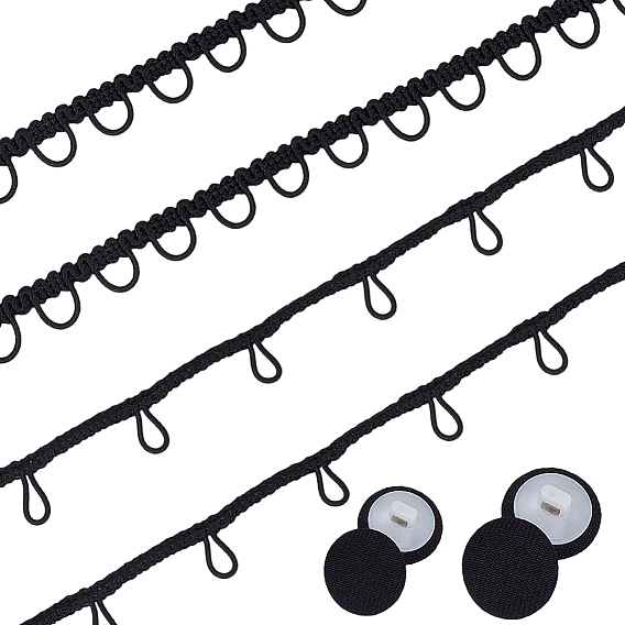 Ruban élastique en nylon, dentelle, avec des boutons à tige en tissu de coton plastique