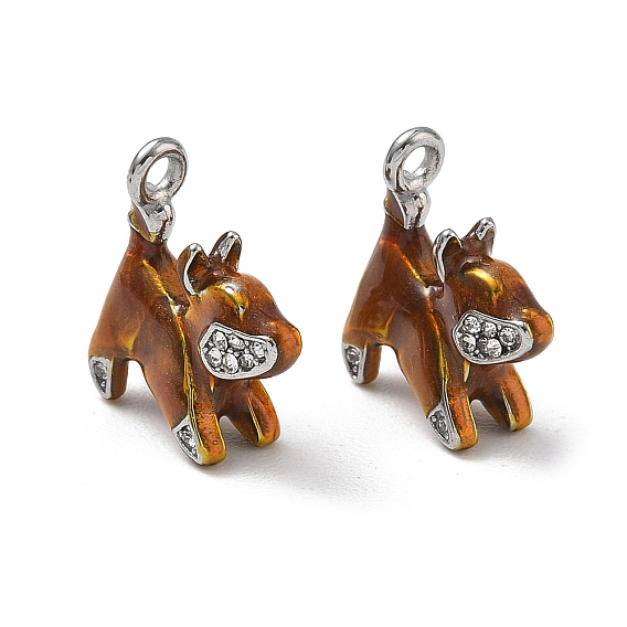 304 colgantes de esmalte de acero inoxidable, encantos de perros, con diamante de imitación