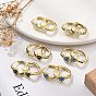 Латунные микро проложить серьги обруча кубического циркония, с эмалью, стойки покрытие, долговечный, без кадмия и без свинца, реальный 18 k позолоченный, черепаха