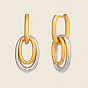 304 boucles d'oreilles pendantes en acier inoxydable pour femmes, le double ovale