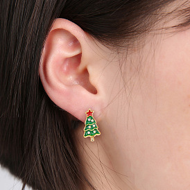 Sparkling Santa Gift Deer Star Earrings for Christmas Celebration