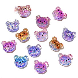 Кабошоны из смолы тона дуба, с блеском, медведь