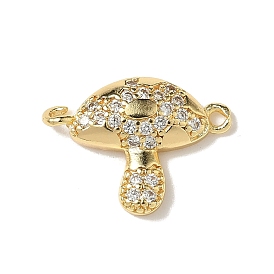 Шармы-соединители из латуни с микропаве из прозрачного кубического циркония, грибные ссылки, стойки покрытие, долговечный, без кадмия и без свинца