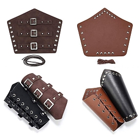 Imitation Leather Wrap Wide Cord Bracelet with Wax Strap, Reto Cuff Wristband Arm Guard for Men Women