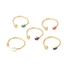 Hamsa Hand /Hand of Miriam Golden Cuff Rings for Women, Brass Micro Pave Clear Cubic Zirconia Open Rings