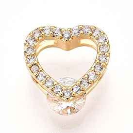 Латунные микро проложить кубического циркония прелести, сердце