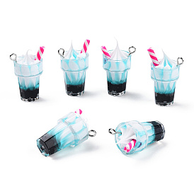 Пластиковые чашки подвески, со смолой внутри и железными петлями, имитация чашки мороженого