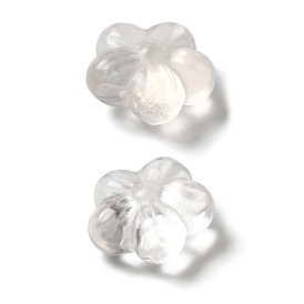 Natural Quartz Crystal Beads, Rock Crystal 5-Petal Flower Beads