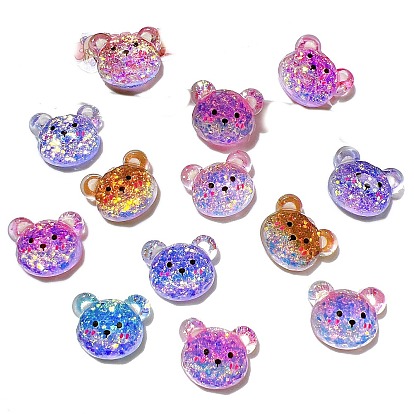 Кабошоны из смолы тона дуба, с блеском, медведь