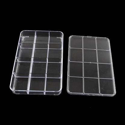 12 Compartments Rectangle Plastic Bead Storage Containers, 15x23.4x3.4cm