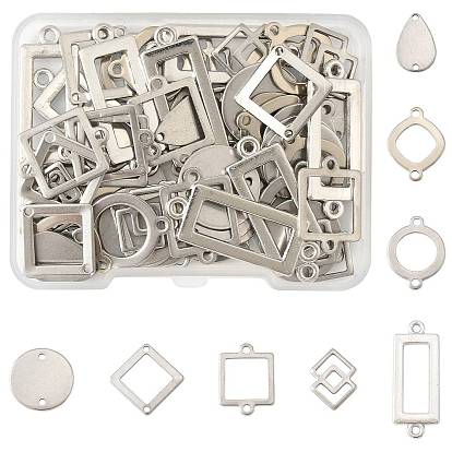 64 шт. 8 стили 304 геометрические звенья/соединители из нержавеющей стали, разнообразные, не тускнеет