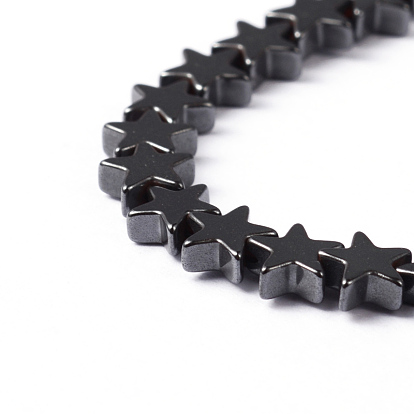 Non-Magnetic Synthetic Hematite Beads Strands, Christmas Star, 6x2mm, Hole: 1mm