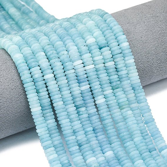 Нити бусин из натурального белого нефрита, окрашенного в матовый цвет, рондель