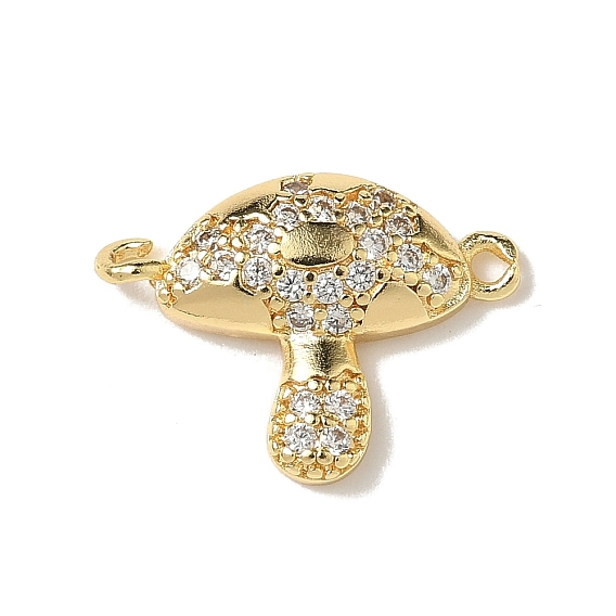 Шармы-соединители из латуни с микропаве из прозрачного кубического циркония, грибные ссылки, стойки покрытие, долговечный, без кадмия и без свинца