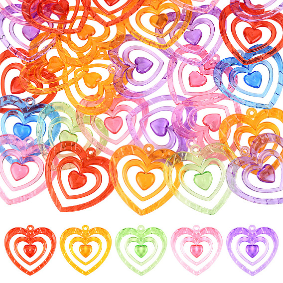 30 шт прозрачные акриловые подвески, сердце прелести