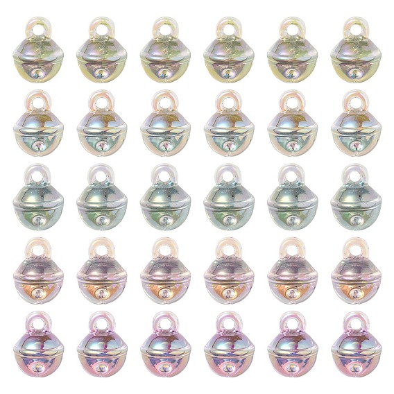 UV Plating Rainbow Iridescent Transparent Acrylic Pendant, Bell Charms