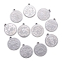 201 Stainless Steel Pendants, Flat Round with Twelve Constellation, Laser Cut