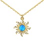 Sun 925 Sterling Silver Pendant Necklaces, with Synthetic Opal