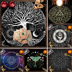 Sun Moon Constellation Pattern Polyester Tarot Tablecloth for Divination, Tarot Card Pad, Pendulum Tablecloth, Square