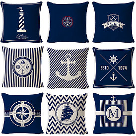 Cushion Cover Marine Anchor Linen Pillow Cover Simple Sailboat Sofa Living Room Pillow Cover Printable