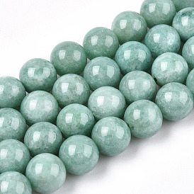 Natural Myanmar Jade/Burmese Jade Beads Strands, Round, Dyed