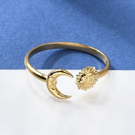 304 Stainless Steel Finger Rings, Open Cuff Ring for Women, Golden