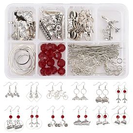 SUNNYCLUE DIY Vehicle Themed Earring Making Kits, Including Alloy Pendants, Brass Linking Rings & Earring Hooks & Jump Ring, Glass Beads