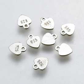925 Sterling Silber Charme, Herz mit 925-Stempel
