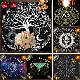 Nappe de tarot en polyester à motif de constellation soleil lune pour la divination, bloc de cartes de tarot, nappe pendule, carrée