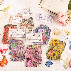 50 pegatinas decorativas para mascotas con mariposas y flores, para diy scrapbooking