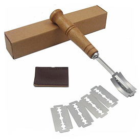 Herramienta de pan cojo de acero inoxidable para panaderos., cuchillo para marcar pan hecho a mano, con 5 cuchillas reemplazables y mango de madera