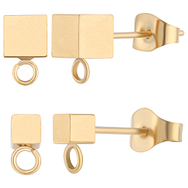 20 piezas 2 tamaño 304 fornituras de aretes de acero inoxidable, con tuercas y bucles horizontales, cubo