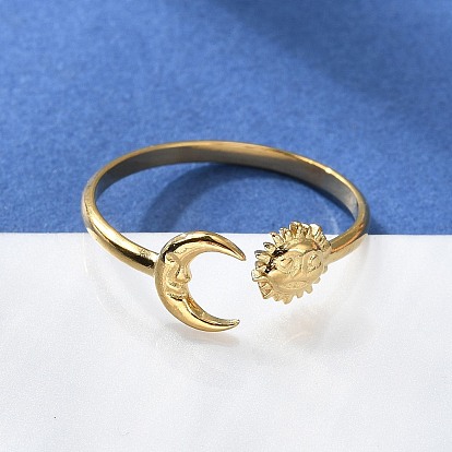 304 Stainless Steel Finger Rings, Open Cuff Ring for Women, Golden
